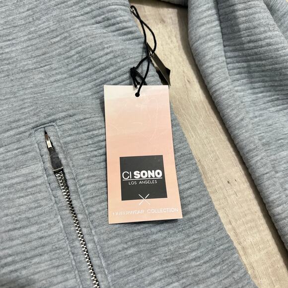 CiSono Classy Women’s Heather Gray Asymmetrical Zip Up Outwear Jacket XL - Picture 8 of 12